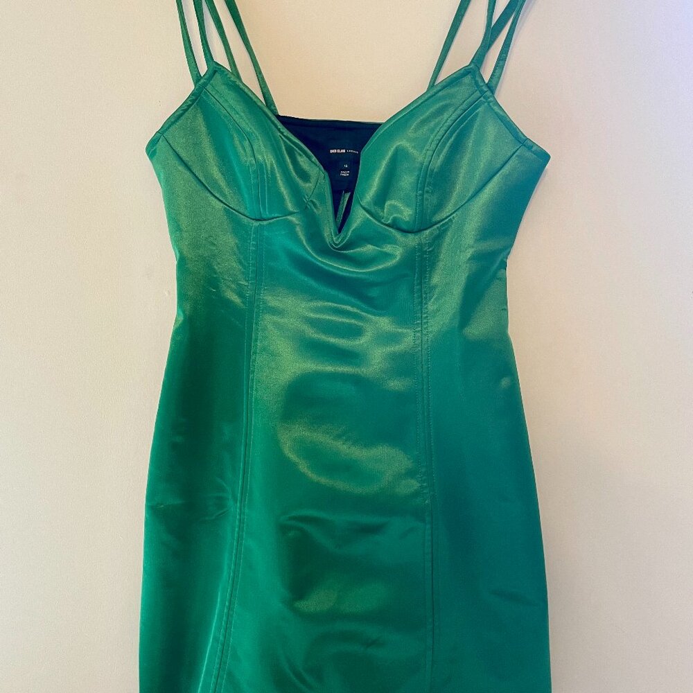 Emerald Green Satin River Island Bustier Dress